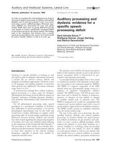 Auditory processing and dyslexia: evidence for a specific speech