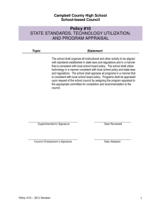 Policy #10 - State Standards, Technology Utilization, and Program
