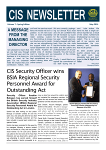 CIS Security Officer wins BSIA Regional Security Personnel Award