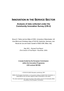 CIS II Services Study – Outline Structure for the Report for the
