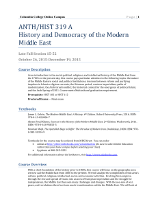 ANTH/HIST 319 A History and Democracy of the Modern Middle East