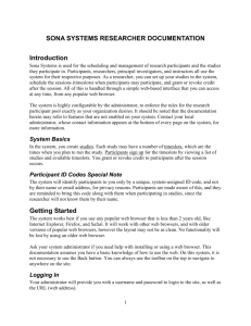 Researcher Documentation for Sona Systems