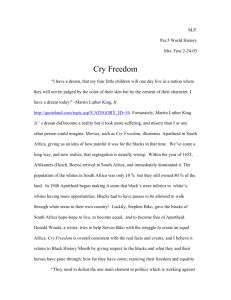 Cry Freedom - Mrs. Fine's Mission