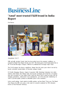 'Amul' most trusted F&B brand in India: Report