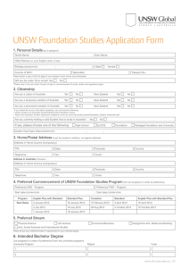 UNSW Foundation Studies Application Form