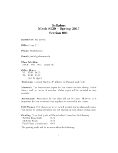 Syllabus Math 8520 – Spring 2015 Section 001
