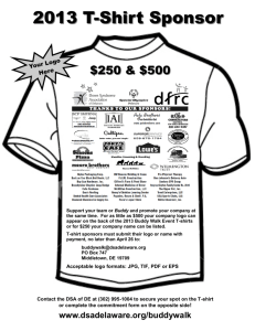 2013 T-Shirt Sponsor - Down Syndrome Association of Delaware