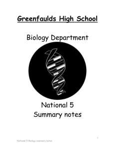 Cell Biology National 5 Biology summary notes