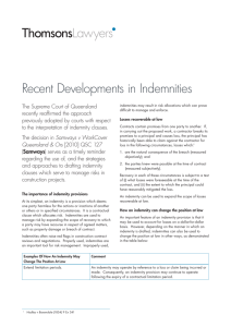Recent Developments in Indemnities