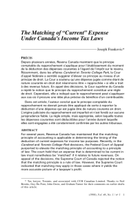 The Matching of “Current” Expense Under Canada's Income Tax Laws
