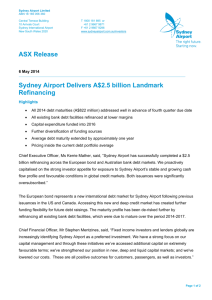 ASX Release Sydney Airport Delivers A$2.5 billion Landmark