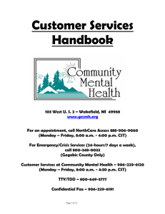 Customer Services Handbook - Gogebic Community Mental Health