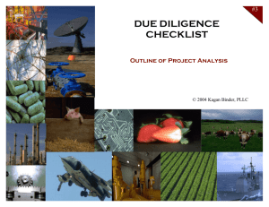#3 Due Diligence Checklist - Outline of Project Analysis