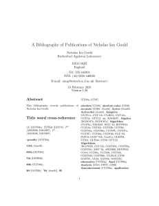 A Bibliography of Publications of Nicholas Ian Gould