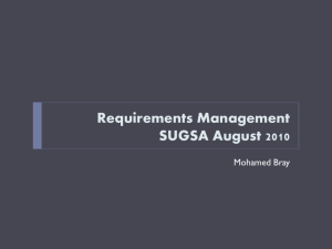 Requirements Management SUGSA August 2010