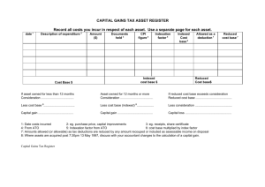 CAPITAL GAINS TAX ASSET REGISTER Record all costs you incur