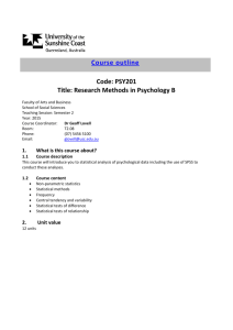 PSY201 Course Outline Semester 2, 2015