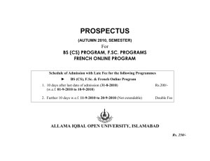 prospectus - Allama Iqbal Open University,Islamabad Regional