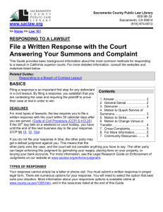 Responding to a Lawsuit - Sacramento County Public Law Library