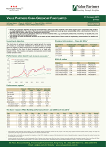 Value Partners China Greenchip Fund (Class A)