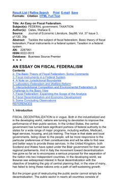 an essay on fiscal federalism oates 1999 an essay on fiscal federalism oates 1999