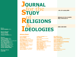JSRI No. 10 - Journal for the Study of Religions and Ideologies (JSRI)