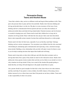 Persuasive Essay: Teens and Alcohol Abuse