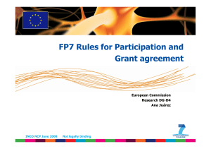 FP7 Rules for Participation and Grant agreement