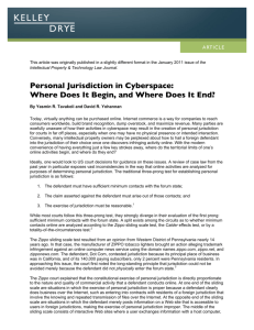 Personal Jurisdiction in Cyberspace