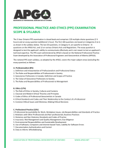 PROFESSIONAL PRACTICE AND ETHICS (PPE) EXAMINATION