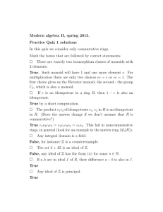 Modern algebra II, spring 2015. Practice Quiz 1 solutions In this quiz