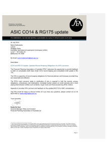 ASIC CO14 & RG175 update