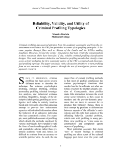 Reliability, Validity, and Utility of Criminal Profiling Typologies