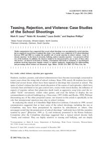 Teasing, Rejection, and Violence: Case Studies of the School