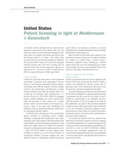 United States Patent licensing in light of MedImmune v Genentech