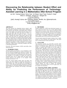 Discovering the Relationship between Student Effort and Ability for