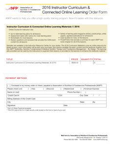 2016 Instructor Curriculum & Connected Online Learning Order Form
