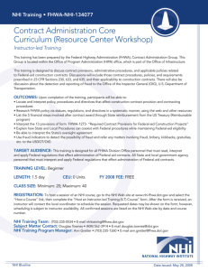 Contract Administration Core Curriculum (Resource Center Workshop)