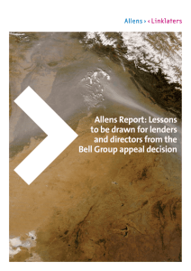 Lessons to be drawn for lenders and directors from the Bell Group