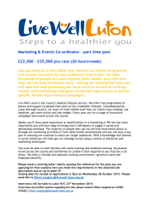 Marketing & Events Co-ordinator – part time post £22,000 – £25,000