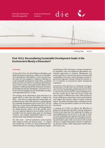 Post 2015: Reconsidering Sustainable Development Goals: Is the