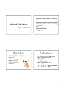 Metabolic Calculations - Tarleton State University