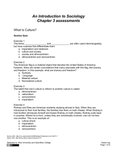 An Introduction to Sociology Chapter 3 assessments
