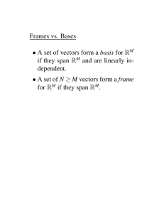 Frames vs. Bases • A set of vectors form a basis for R if they span R