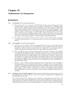 Chapter 15 Multinational Tax Management