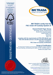 Howard Smith Paper- FSC Certificate