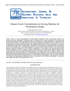 Human Factor Considerations in Sewing Machine for Workstation