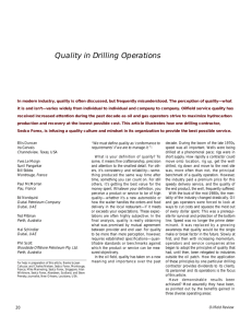 Quality in Drilling Operations