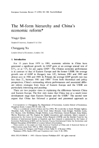 "The M-form Hierarchy and China's Economic Reform," European