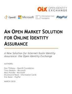 An Open Market Solution for Online Identity Assurance